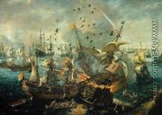 Explosion of the Spanish Flagship in the Battle of Gibraltar, 1607 - Cornelis Claesz van Wieringen