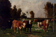 Cattle In A Meadow - Emile van Marcke de Lummen