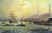 View of the Harbour of Hamburg in the Winter - Georg Schmitz
