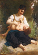 Les joies d'une mère (jeune fille chatouillant un enfant ) (The Joys of Motherhood (Girl Tickling a Child)) - William-Adolphe Bouguereau