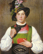A Young Man In Tyrolean Costume - Franz Von Defregger