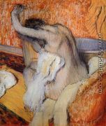 After the Bath, Woman Drying Herself - Edgar Degas