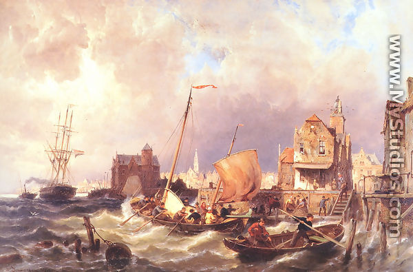 Shipping before a Dutch Harbour Town - Pieter Christian Dommerson