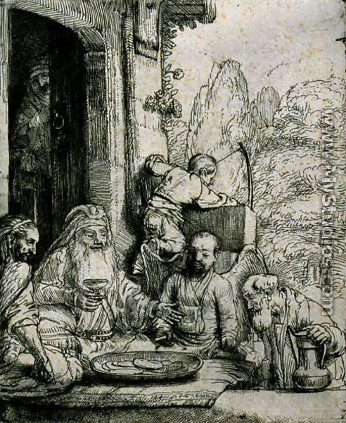 Abraham Entertaining the Angels - Rembrandt Van Rijn