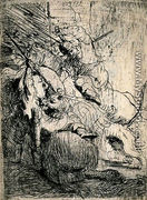 The Small Lion Hunt - Rembrandt Van Rijn