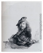 Self-Portrait Leaning On A Stone Sill - Rembrandt Van Rijn
