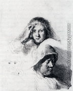 Sheet Of Sketches With A Portrait Of Saskia - Rembrandt Van Rijn