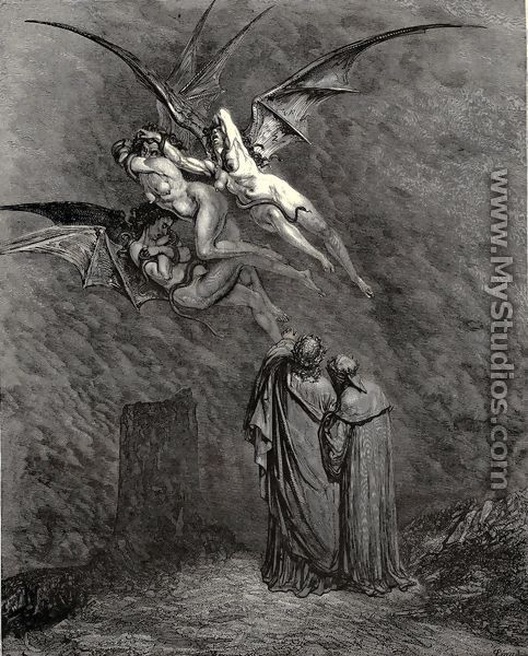 The Inferno, Canto 9, line 46: “Mark thou each dire Erinnys.” - Gustave Dore
