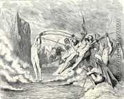 The Inferno, Canto 21, lines 50-51: This said,/ They grappled him with more than hundred hooks - Gustave Dore