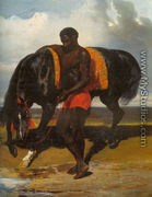 Africain tenant un cheval au bord d'une mer (African keeping a horse at the side of a sea) - Alfred Dedreux