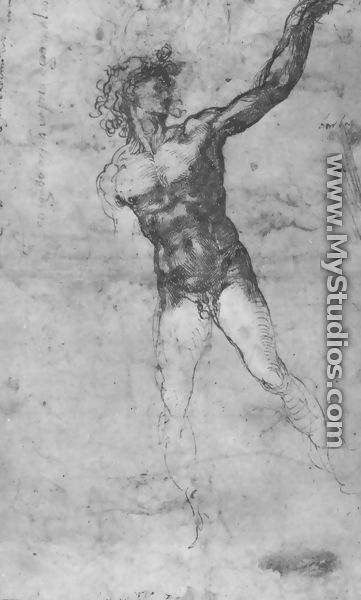 Male nude, study for the Battle of Cascina - Michelangelo Buonarroti