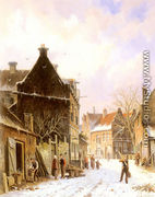 A Village Street Scene in Winter - Adrianus Eversen