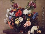 Bouquet of Diverse Flowers - Ignace Henri Jean Fantin-Latour