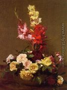 Gladiolas and Roses - Ignace Henri Jean Fantin-Latour