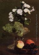 Still Life: Chrysanthemums and Grapes - Ignace Henri Jean Fantin-Latour