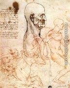 Profile of a man and study of two riders - Leonardo Da Vinci