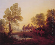 Evening Landscape - Peasants and Mounted Figures - Thomas Gainsborough