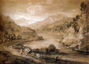 Mountainous Landscape With Cart And Figures - Thomas Gainsborough