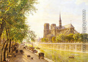 L'lle de la Cite and the Cathedral of Notre Dame, Paris as seem from Quai Montebello - Marie-Francois-Firmin Girard