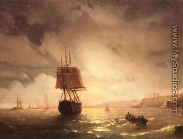 The Harbor At Odessa On The Black Sea - Ivan Konstantinovich Aivazovsky