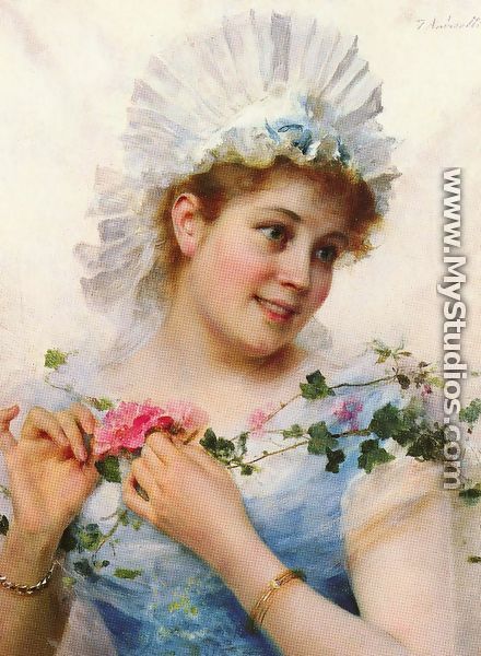 A Young Girl With Roses - Federico Andreotti