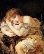 'La Jeune Fille a la colombe' - A young girl holding a dove - Jean Baptiste Greuze