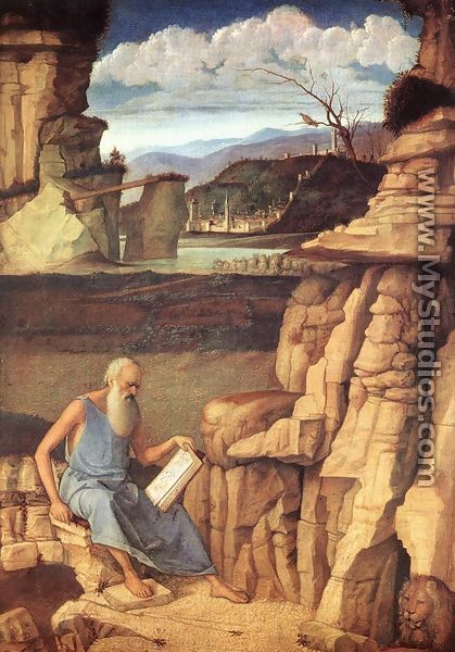 St. Jerome Reading in the Countryside - Giovanni Bellini