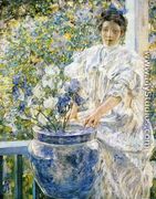Woman on a Porch with Flowers - Robert Reid