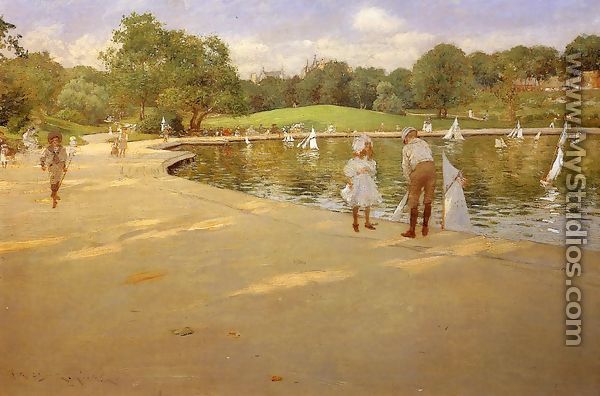 The Lake for Miniature Yachts (or Central Park) - William Merritt Chase