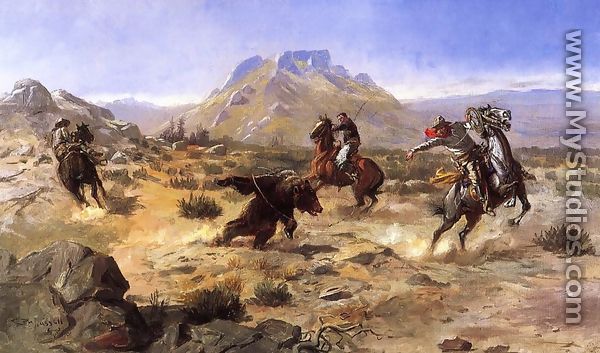 Capturing the Grizzly - Charles Marion Russell
