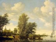 River Scene with Ferry - Salomon van Ruysdael