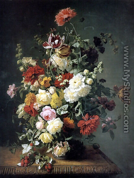A Still life with Flowers and Wild Raspberries - Simon Saint-Jean