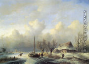 Figures in a winter landscape - Andreas Schelfhout