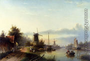 Boats On A Dutch Canal - Jan Jacob Coenraad Spohler