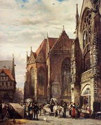 Many Figures On The Market Square In Front Of The Martinikirche, Braunschweig - Cornelis Springer