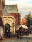 A View Of The South Entrance Of The St. Pancras Church, Enkhuizen - Cornelis Springer