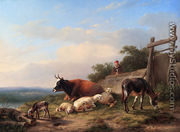 A Farmer Tending His Animals - Eugène Verboeckhoven