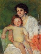 Nude Baby on Mother's Lap Resting Her Arm on the Back of the Chair - Mary Cassatt