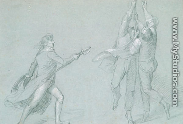 Study for "The Surrender of the Dutch Admiral De Winter to Admiral Duncan, October 11, 1797": Admiral De Winter Raising the Colors - John Singleton Copley