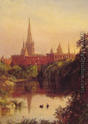 A View in Central Park - The Spire of Dr. Hall's Church in the Distance - Jasper Francis Cropsey