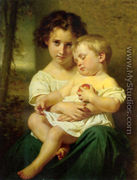 Jeune fille tenant un enfant endormi - Hugues Merle