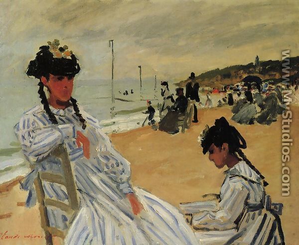 On The Beach At Trouville - Claude Oscar Monet