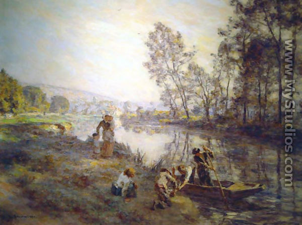 Figures by a Country Stream - Léon-Augustin L