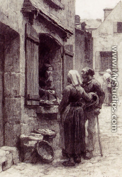 Breton Peasants Buying Fruit At Landerneau - Léon-Augustin L