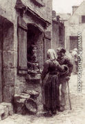 Breton Peasants Buying Fruit At Landerneau - Léon-Augustin L'hermitte