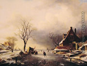 Winter Scene with Skaters - Charles Henri Joseph Leickert