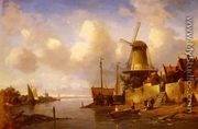 Winter and Summer Canal Scenes: A Pair of Paintings (Pic 2) - Charles Henri Joseph Leickert