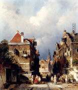 A Dutch Street Scene - Charles Henri Joseph Leickert