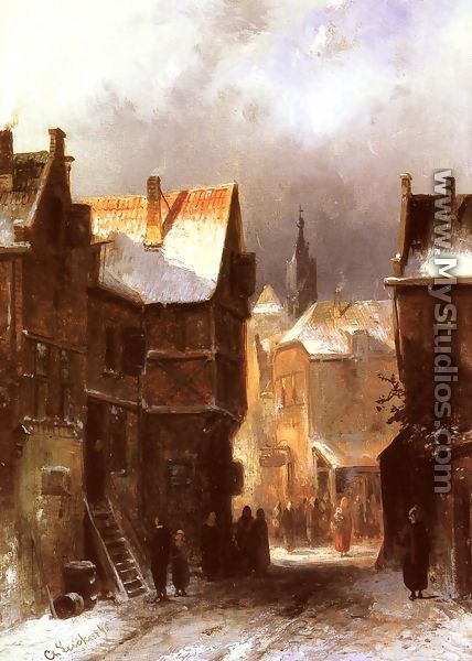 A Dutch Town in Winter - Charles Henri Joseph Leickert