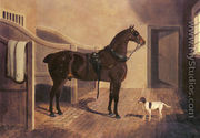 A Favorite Coach Horse and Dog in a Stable - John Frederick Herring Snr